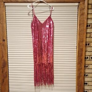 Pink Sequin Fringe Dress New Years Eve!